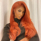 Right Part Ginger Orange Elegant Body Wave Lace Frontal Wig